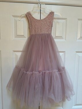 Girl size 2 flower girl Easter formal fancy lace tulle lined dress dusty rose